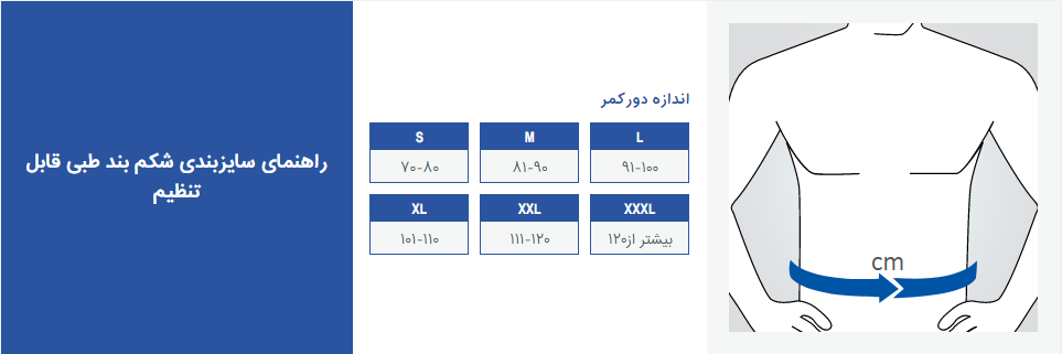 شکم بند طبی قابل تنظیم پاک سمن | پشتیبانی پس از جراحی شکم با طراحی تخصصی
