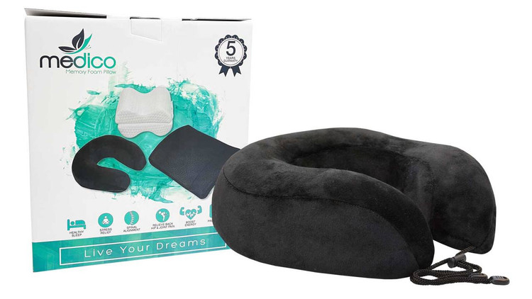 بالش دورگردنی مموری فوم مدیکو | محافظ گردن و شانه در سفر، خانه و محل کار